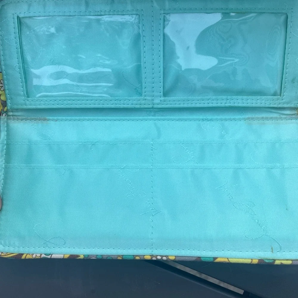 Vera Bradley wallet LEMON PARFAIT Clutch‎ Magnetic Yellow Grey Aqua Paisley - Picture 3 of 4